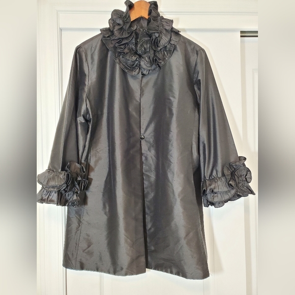 FRASCARA - Beker Fashions 100% Silk Jacket - Black Size 14 - Picture 3 of 12